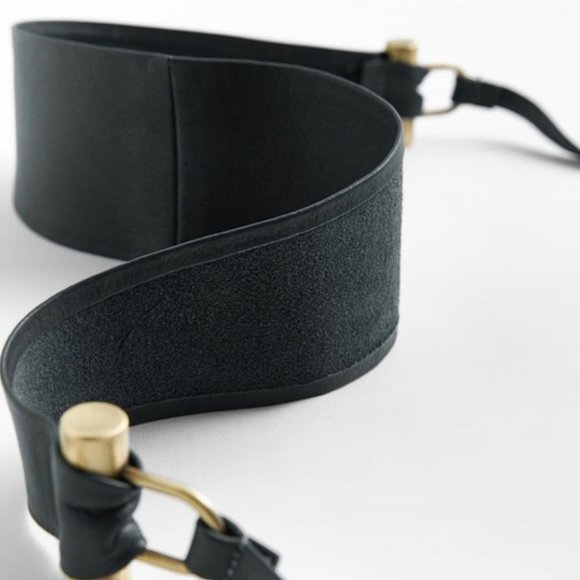 ZARA 100% LEATHER BLACK STRAP DETAIL LEATHER BELT main image 5
